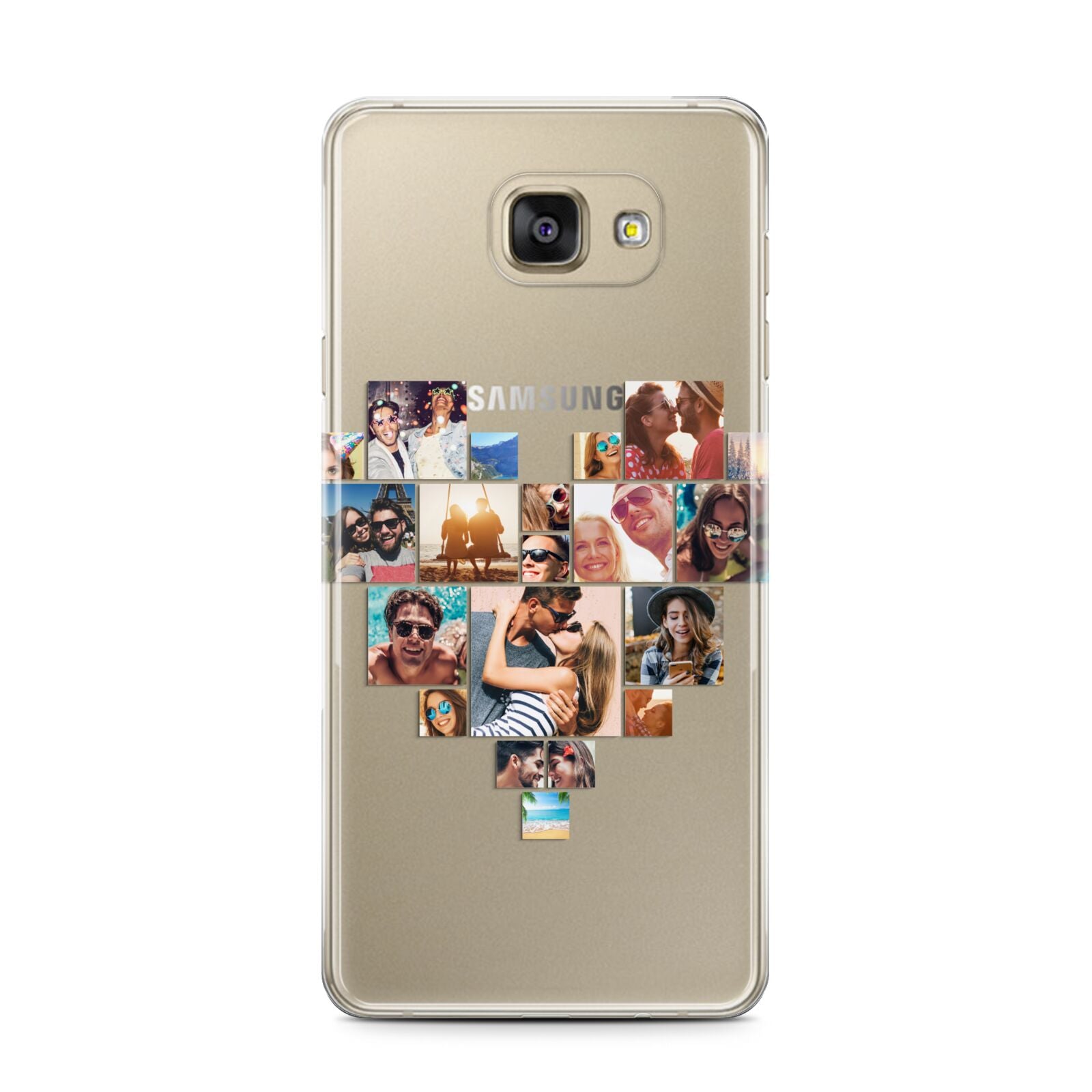Heart Shaped Photo Montage Upload Samsung Galaxy A7 2016 Case on gold phone