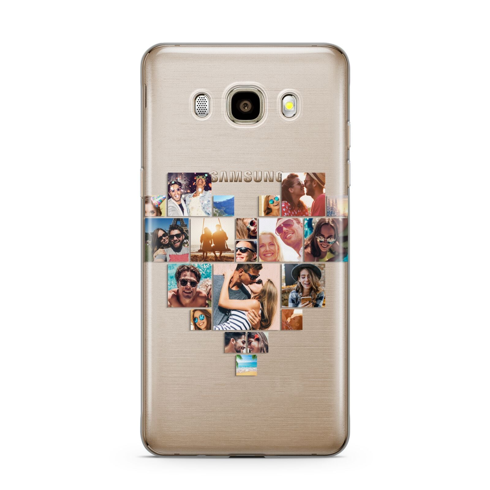 Heart Shaped Photo Montage Upload Samsung Galaxy J7 2016 Case on gold phone