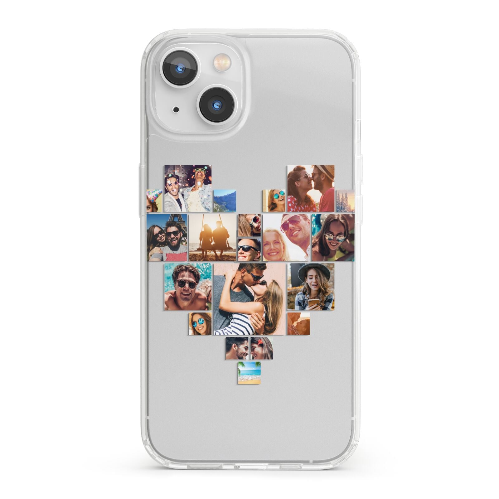 Heart Shaped Photo Montage Upload iPhone 13 Clear Bumper Case