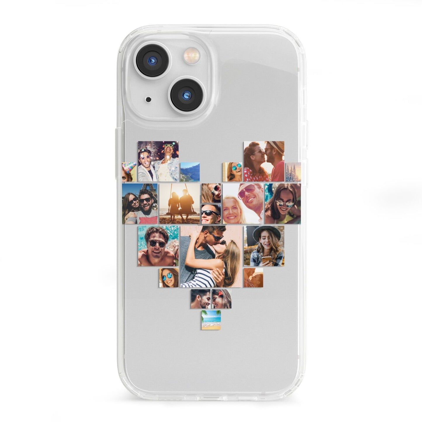 Heart Shaped Photo Montage Upload iPhone 13 Mini Clear Bumper Case