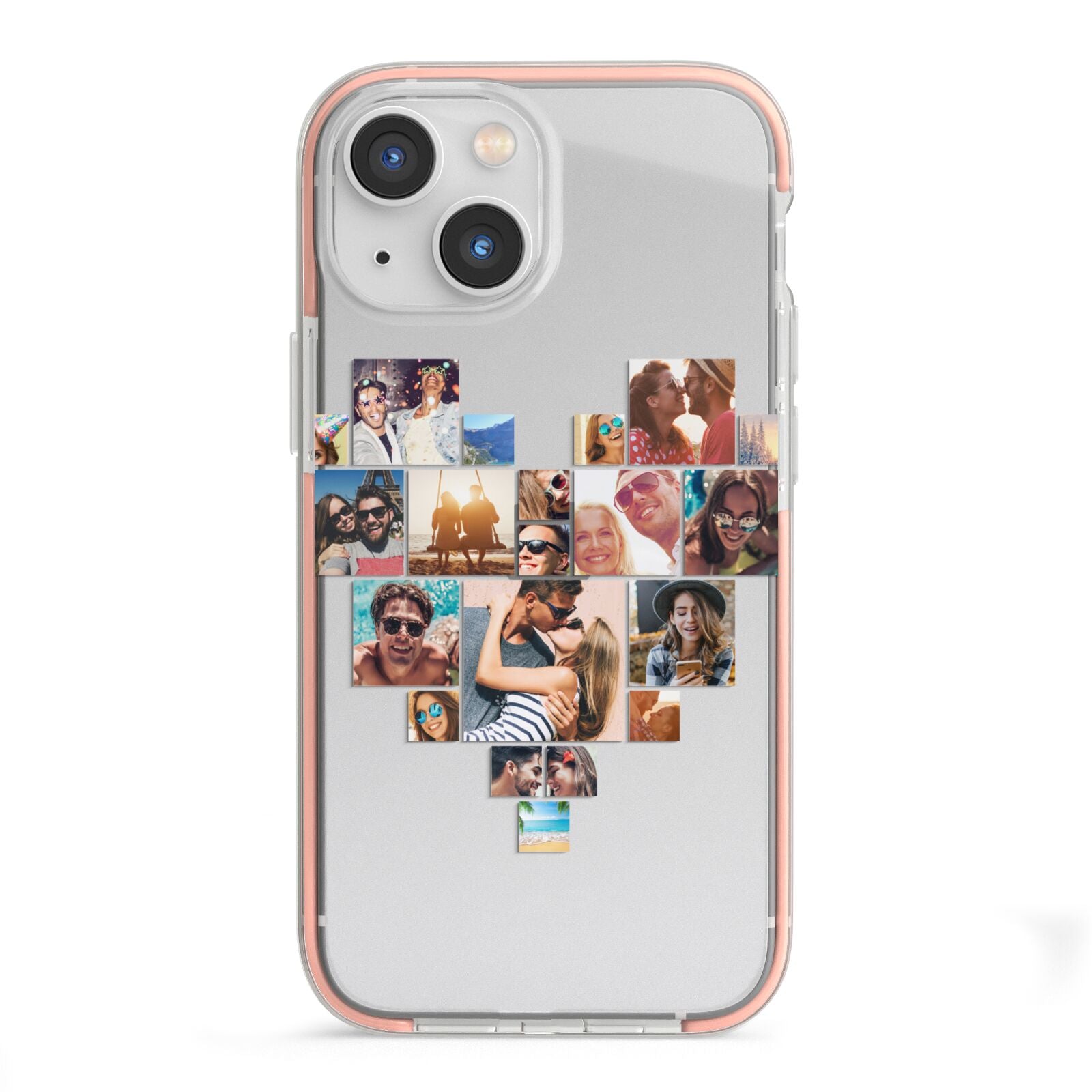 Heart Shaped Photo Montage Upload iPhone 13 Mini TPU Impact Case with Pink Edges