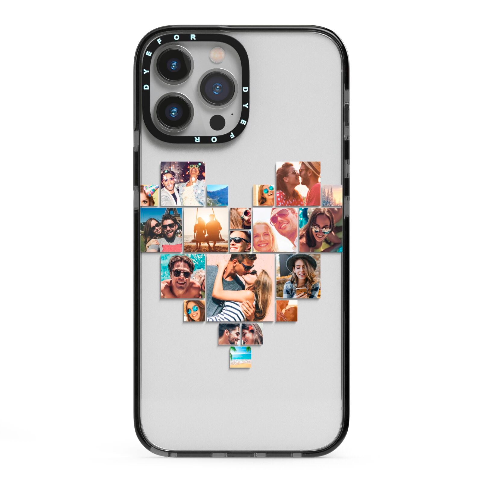 Heart Shaped Photo Montage Upload iPhone 13 Pro Max Black Impact Case on Silver phone