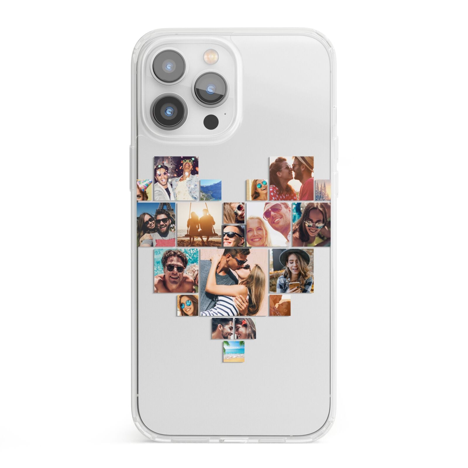 Heart Shaped Photo Montage Upload iPhone 13 Pro Max Clear Bumper Case