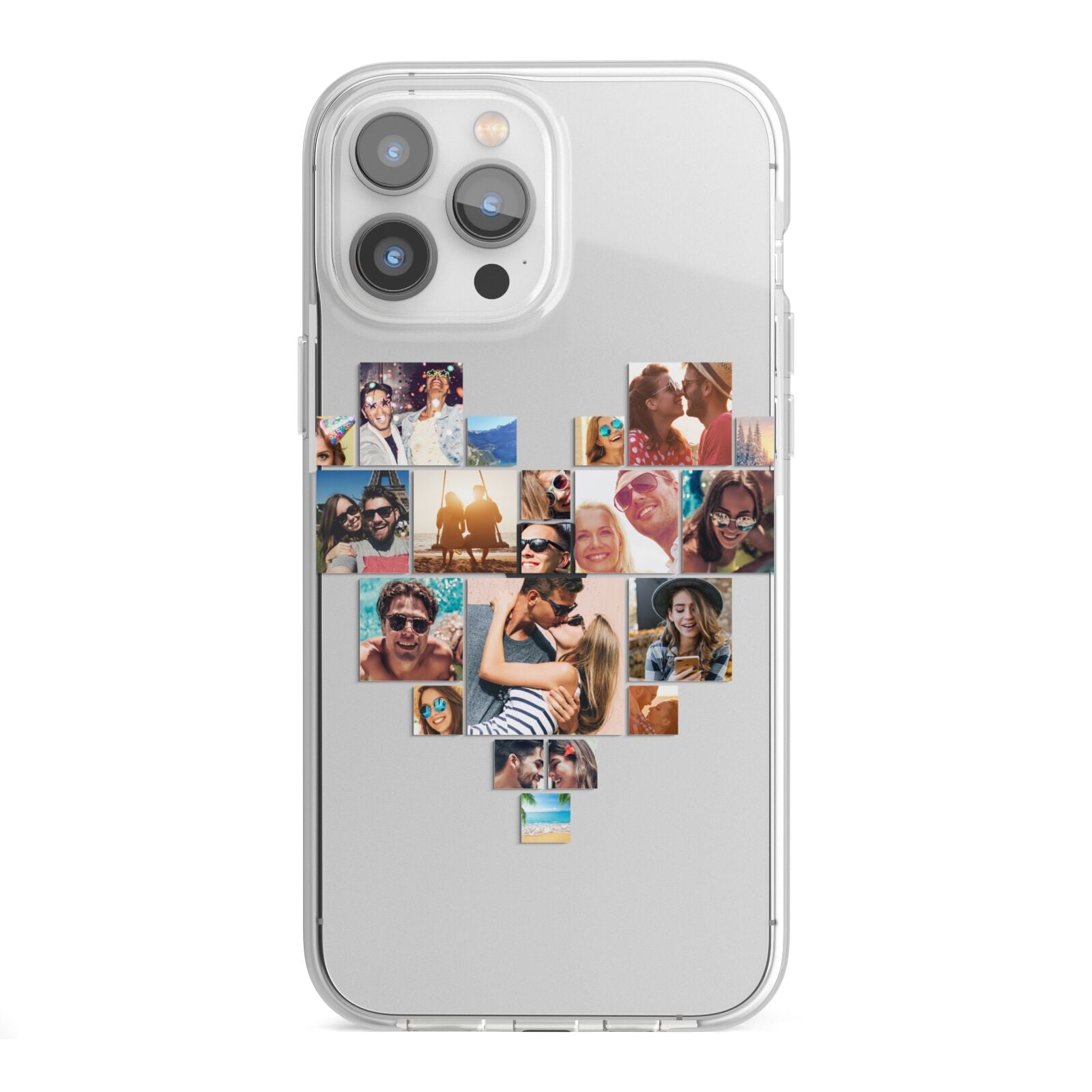 Heart Shaped Photo Montage Upload iPhone 13 Pro Max TPU Impact Case with White Edges