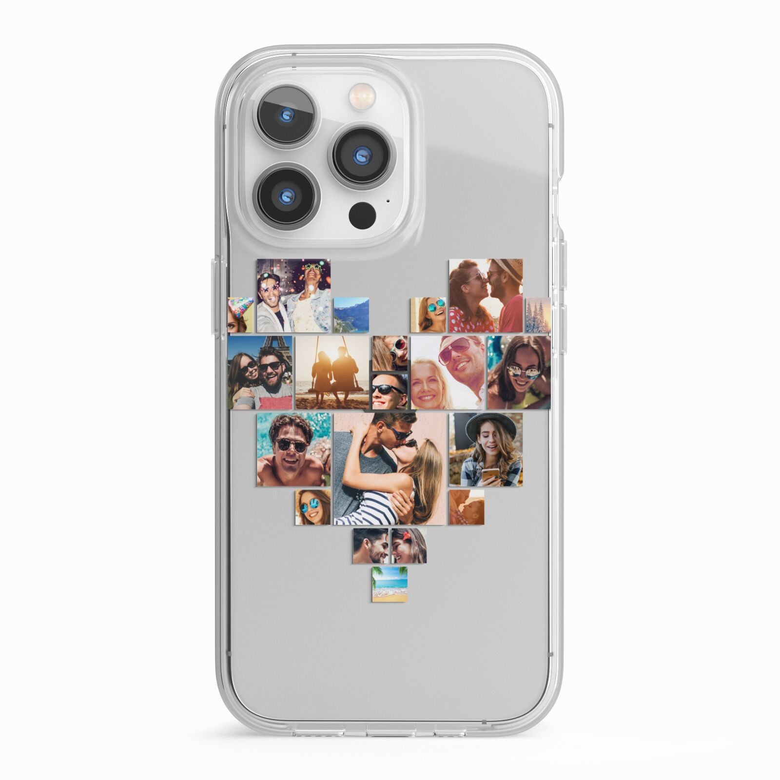 Heart Shaped Photo Montage Upload iPhone 13 Pro TPU Impact Case with White Edges
