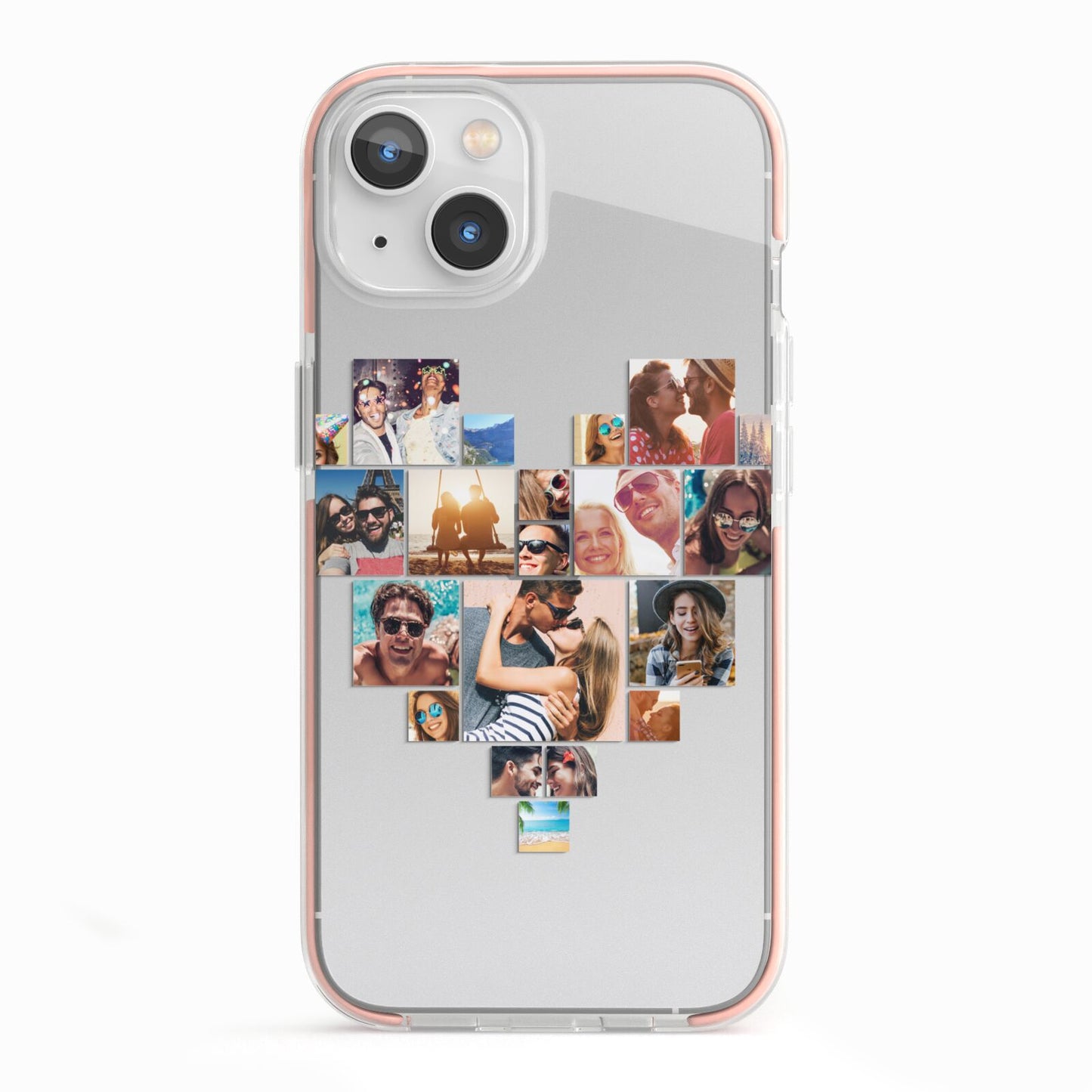 Heart Shaped Photo Montage Upload iPhone 13 TPU Impact Case with Pink Edges