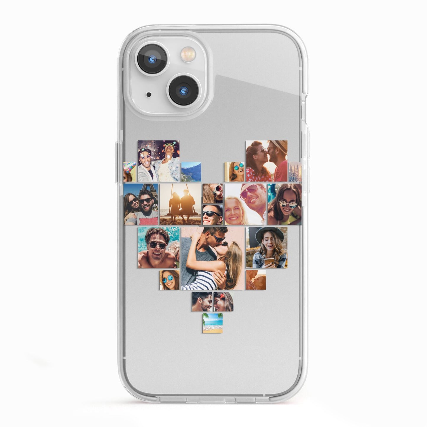 Heart Shaped Photo Montage Upload iPhone 13 TPU Impact Case with White Edges
