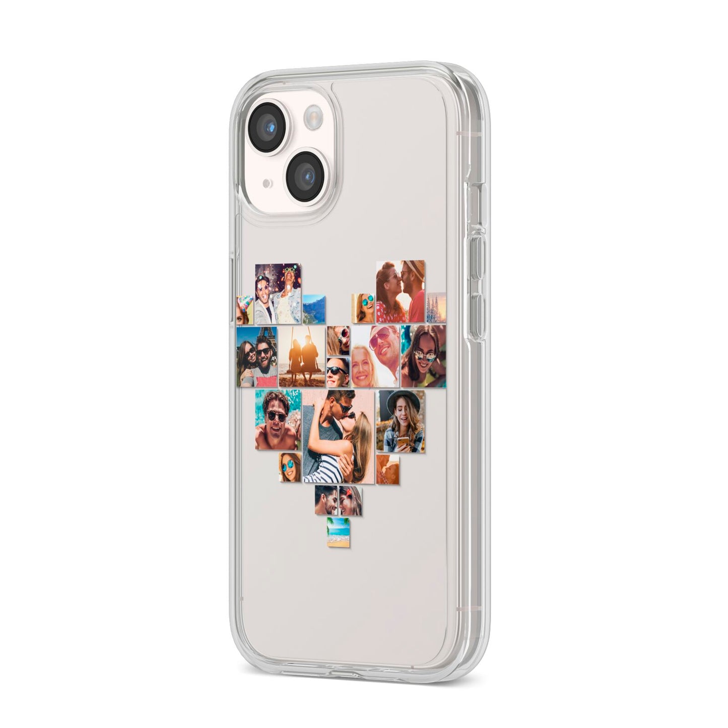 Heart Shaped Photo Montage Upload iPhone 14 Clear Tough Case Starlight Angled Image
