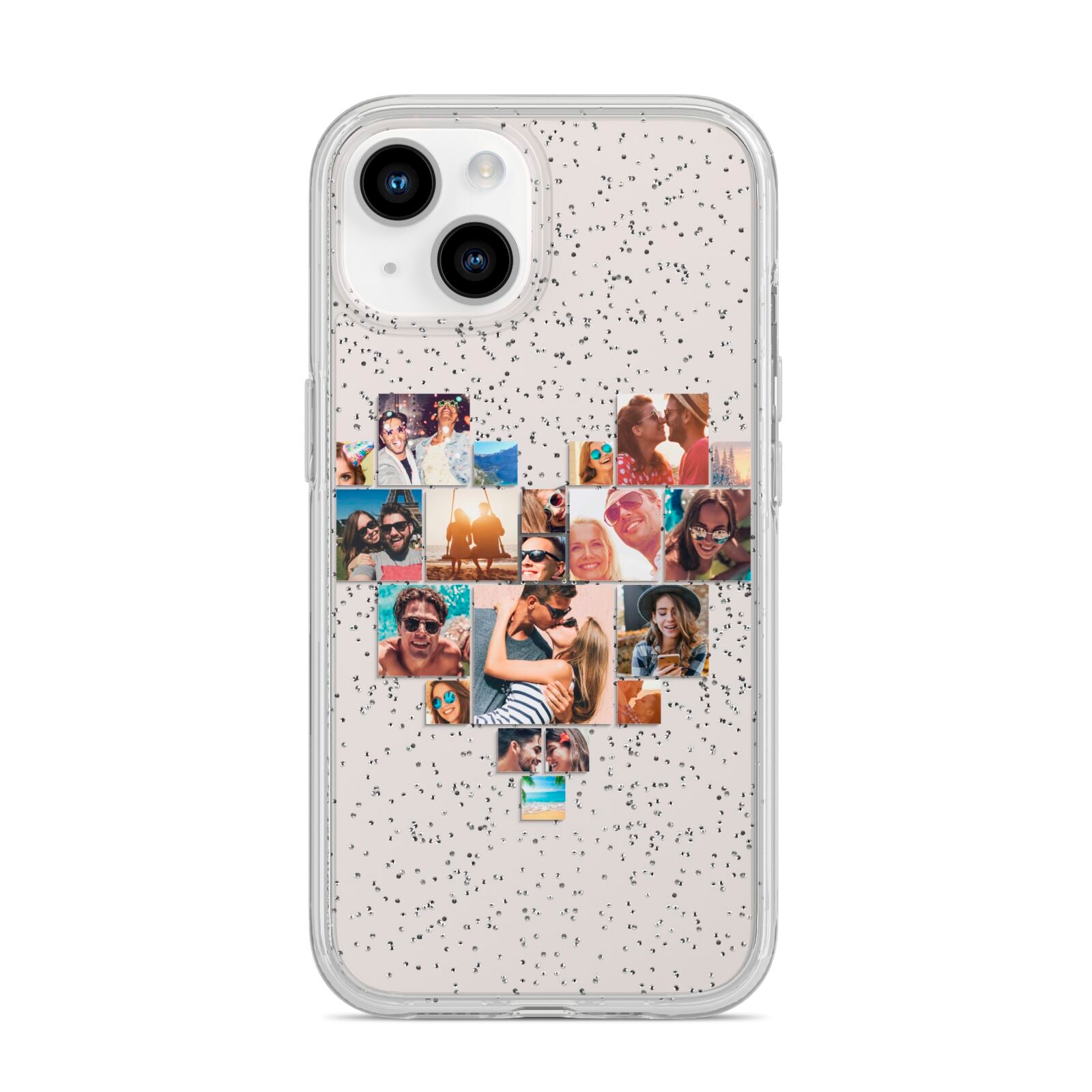 Heart Shaped Photo Montage Upload iPhone 14 Glitter Tough Case Starlight