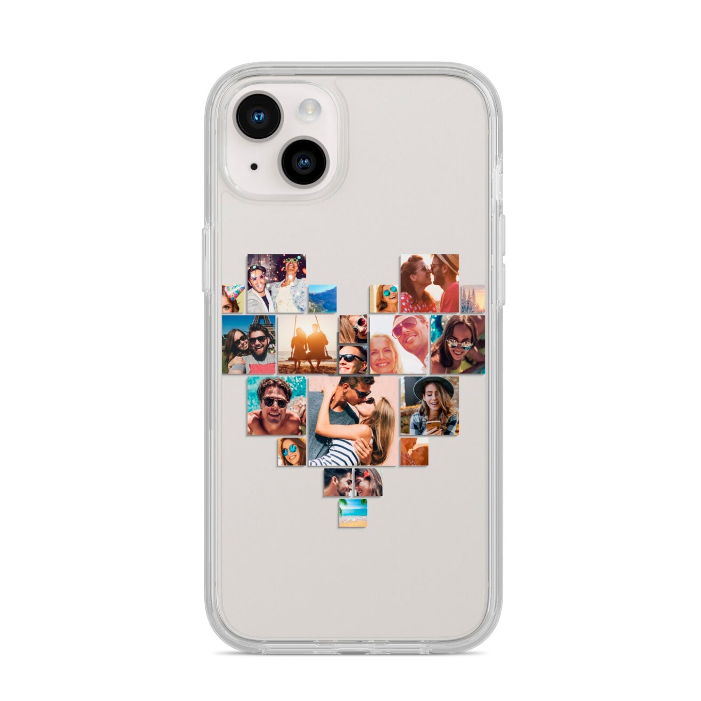 Heart Shaped Photo Montage Upload iPhone 14 Plus Clear Tough Case Starlight