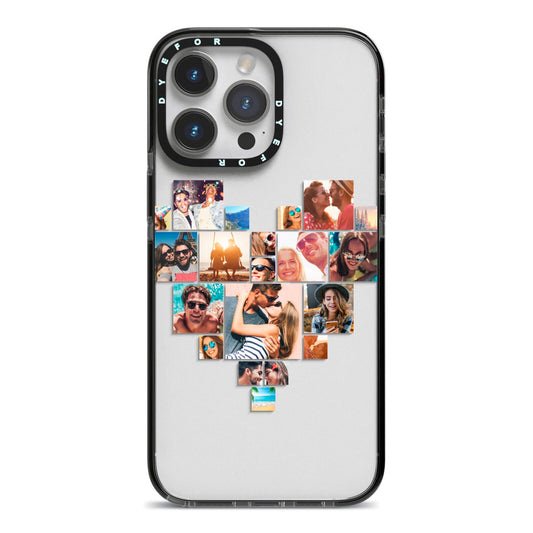 Heart Shaped Photo Montage Upload iPhone 14 Pro Max Black Impact Case on Silver phone