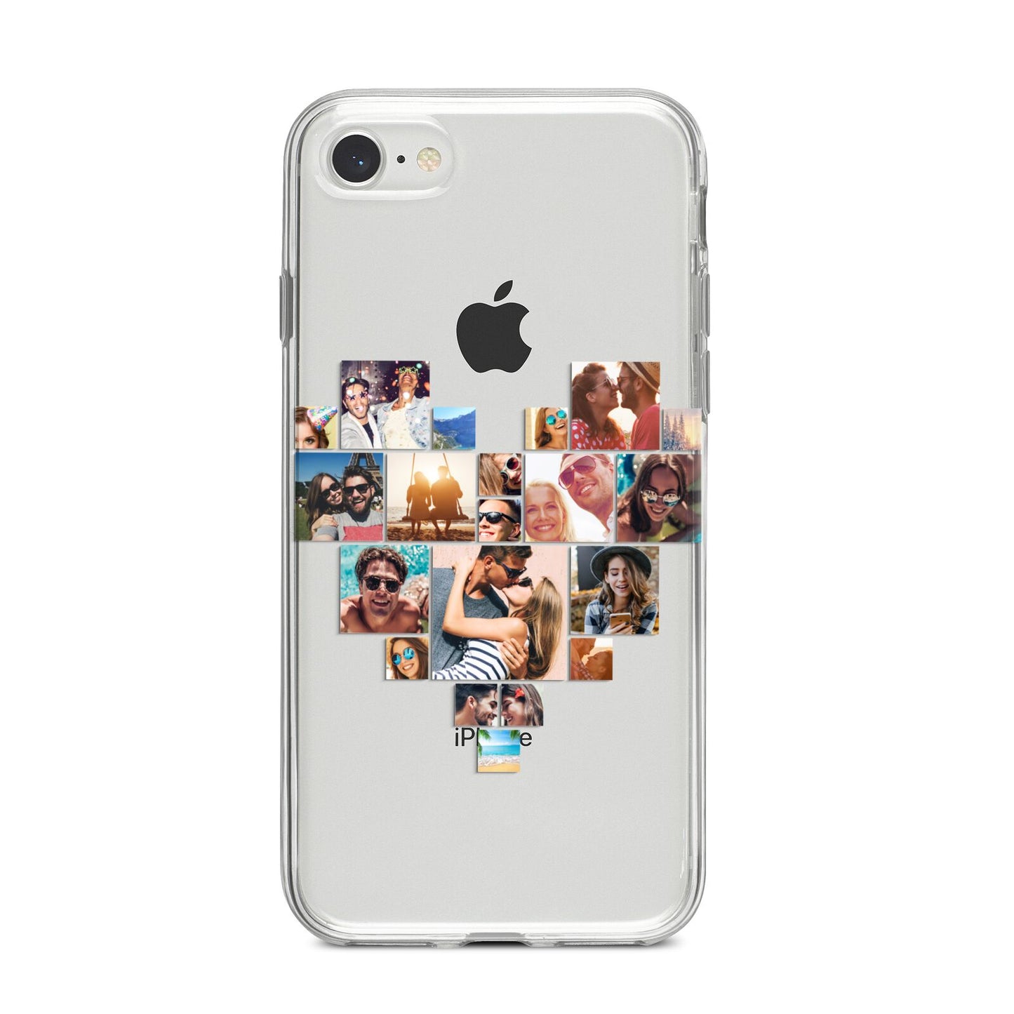 Heart Shaped Photo Montage Upload iPhone 8 Bumper Case on Silver iPhone