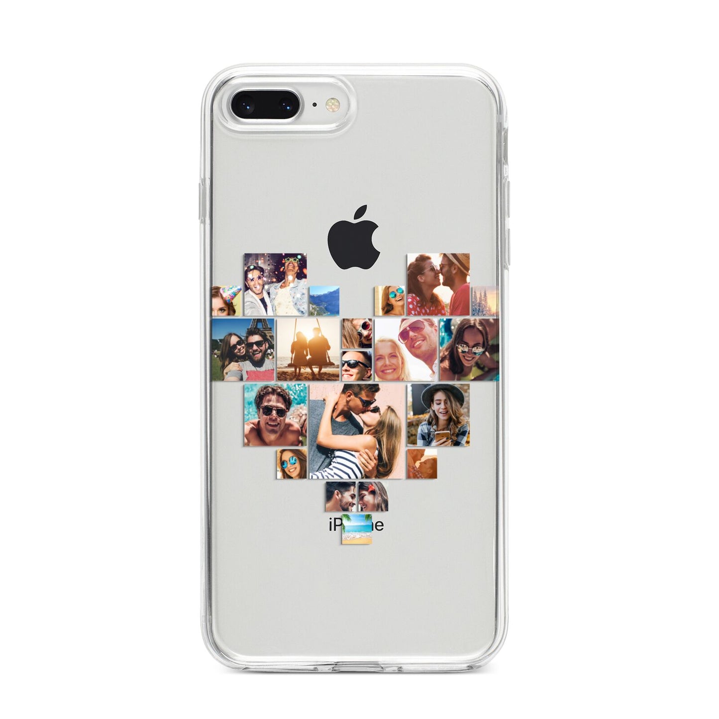 Heart Shaped Photo Montage Upload iPhone 8 Plus Bumper Case on Silver iPhone