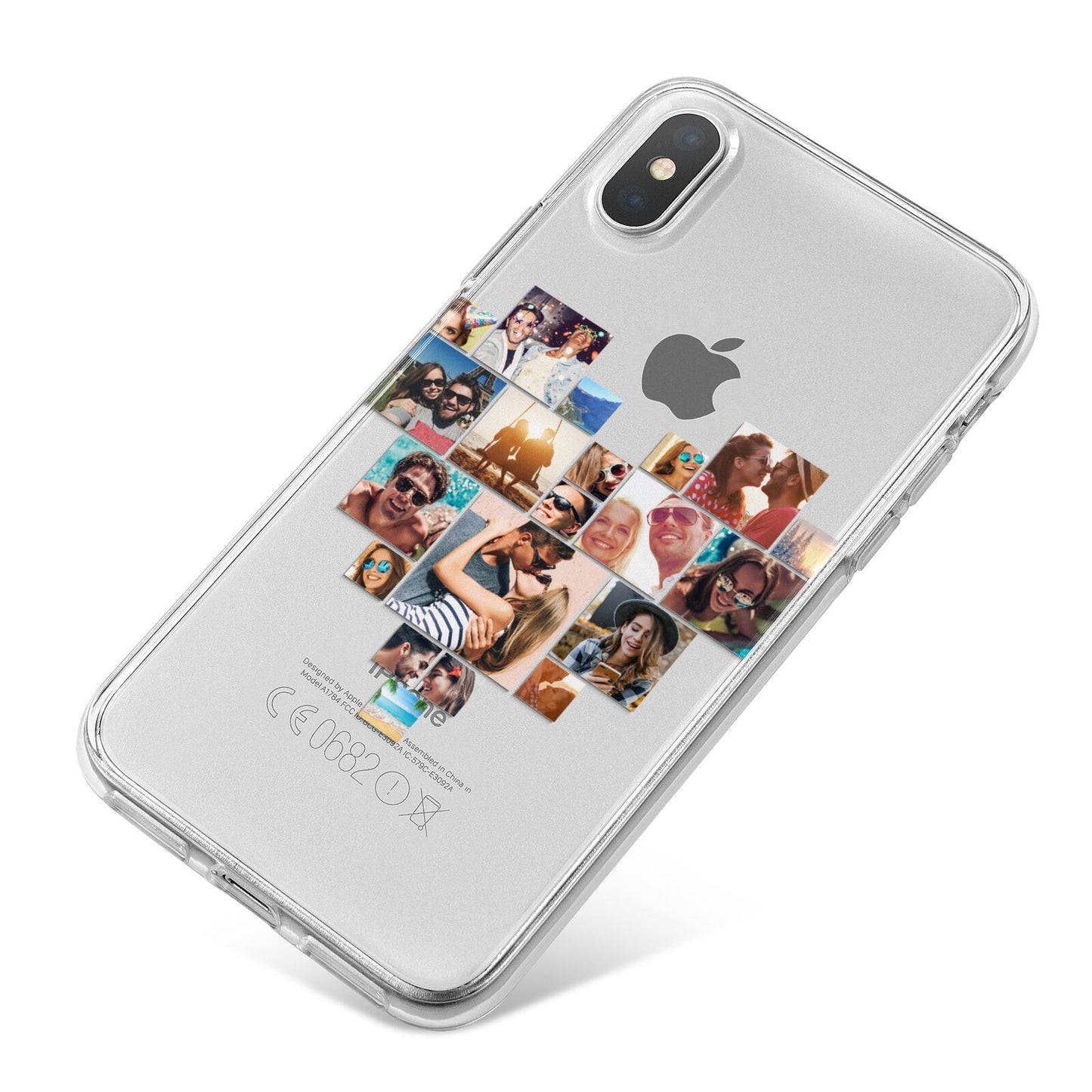 Heart Shaped Photo Montage Upload iPhone X Bumper Case on Silver iPhone