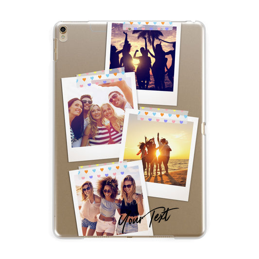 Heart Tape Photo with Text Apple iPad Gold Case