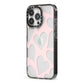 Heart iPhone 13 Pro Black Impact Case Side Angle on Silver phone