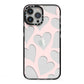 Heart iPhone 13 Pro Max Black Impact Case on Silver phone