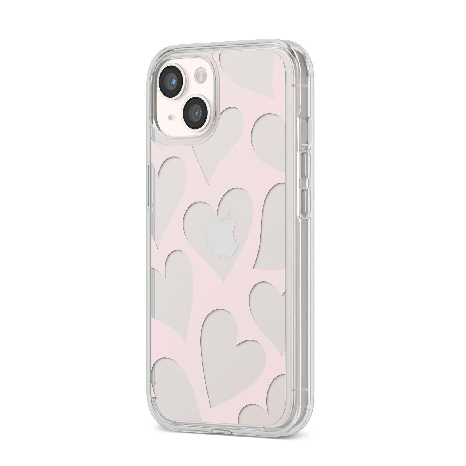 Heart iPhone 14 Clear Tough Case Starlight Angled Image