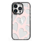 Heart iPhone 14 Pro Black Impact Case on Silver phone