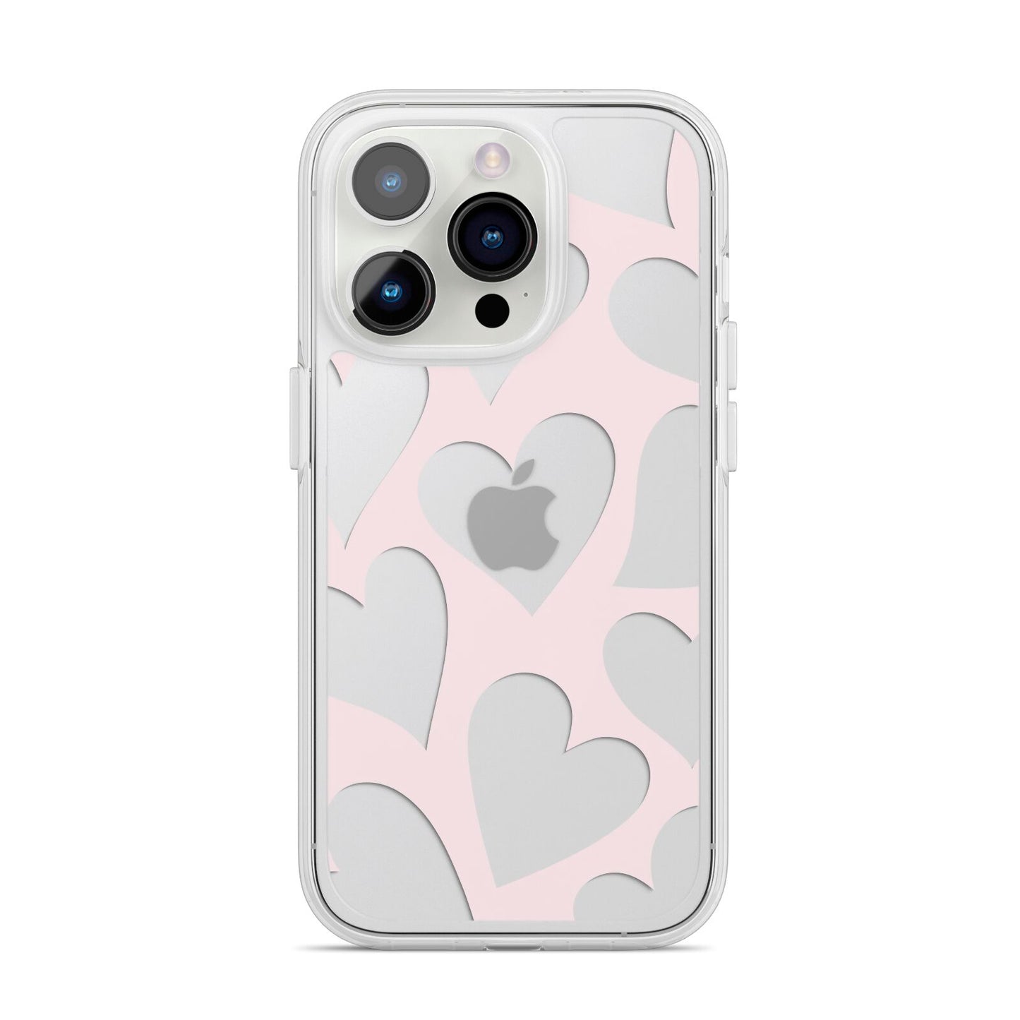 Heart iPhone 14 Pro Clear Tough Case Silver