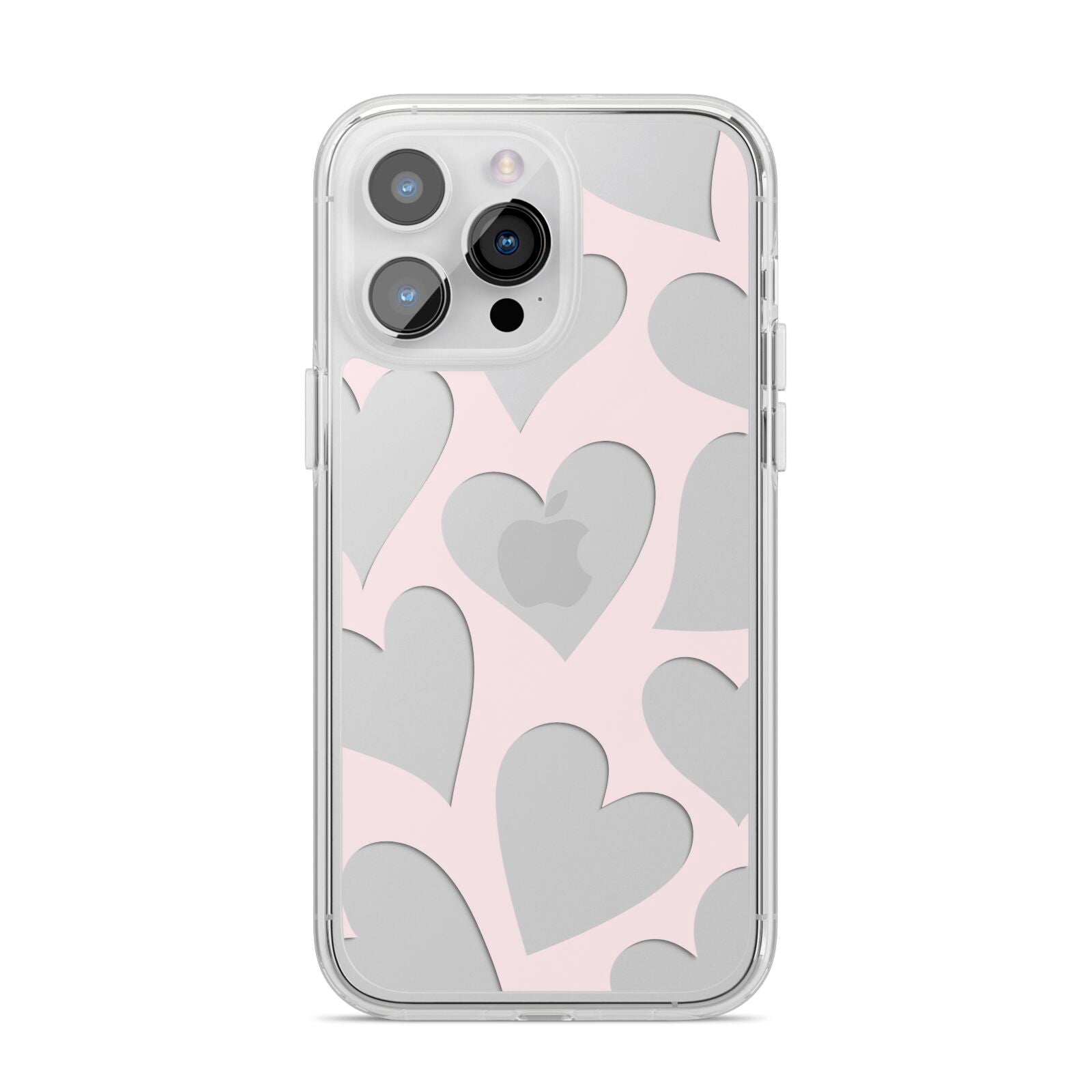 Heart iPhone 14 Pro Max Clear Tough Case Silver