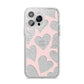 Heart iPhone 14 Pro Max Glitter Tough Case Silver