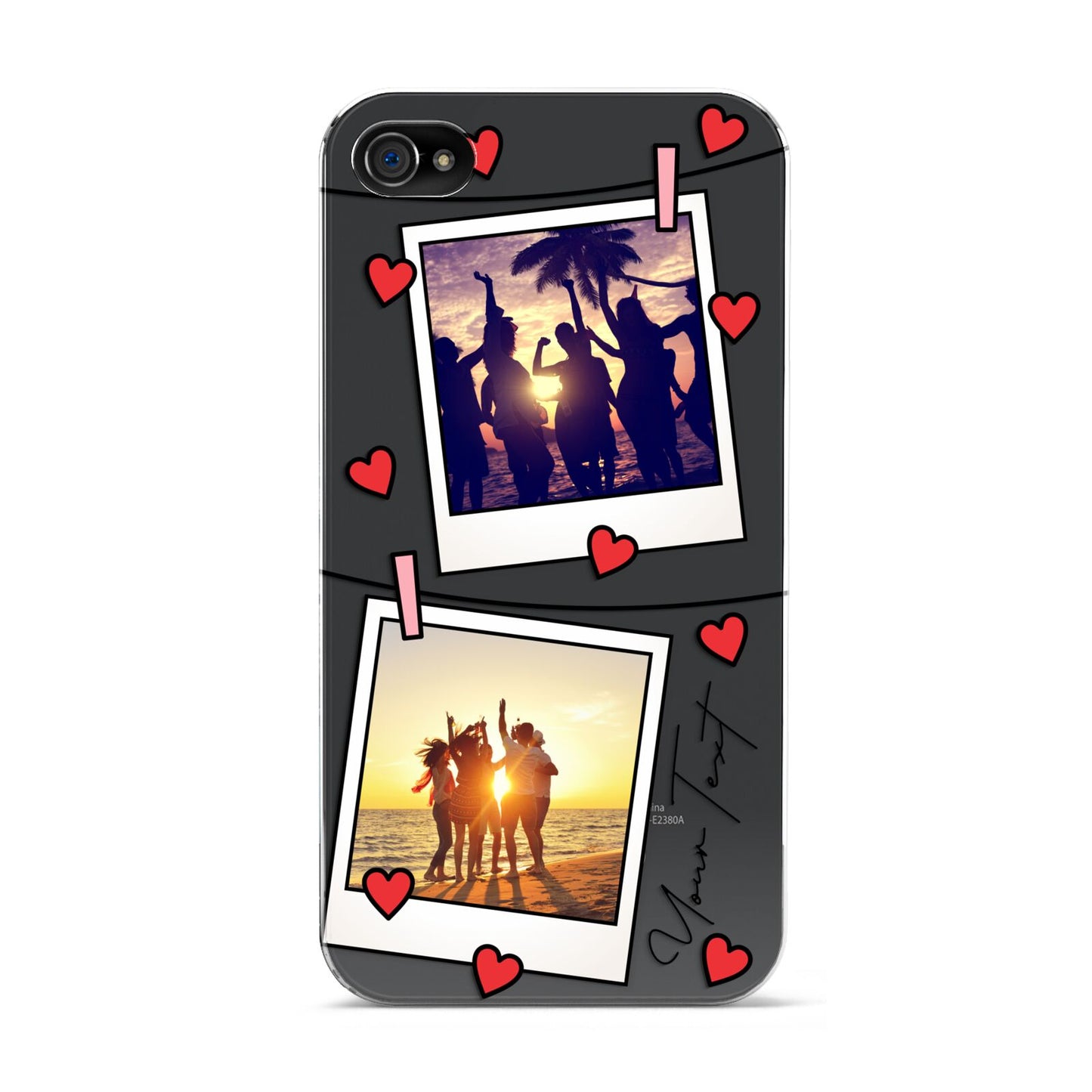 Hearts Photo Montage Upload with Text Apple iPhone 4s Case