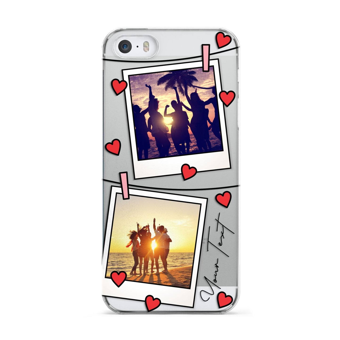 Hearts Photo Montage Upload with Text Apple iPhone 5 Case