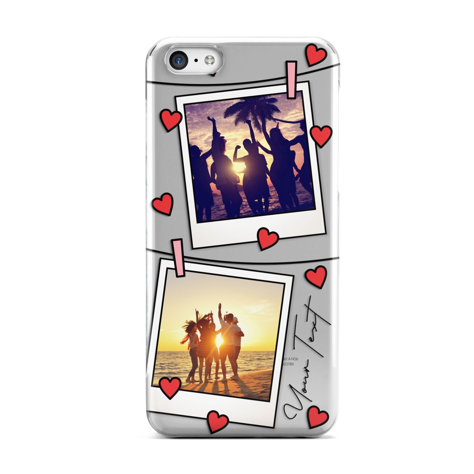 Hearts Photo Montage Upload with Text Apple iPhone 5c Case