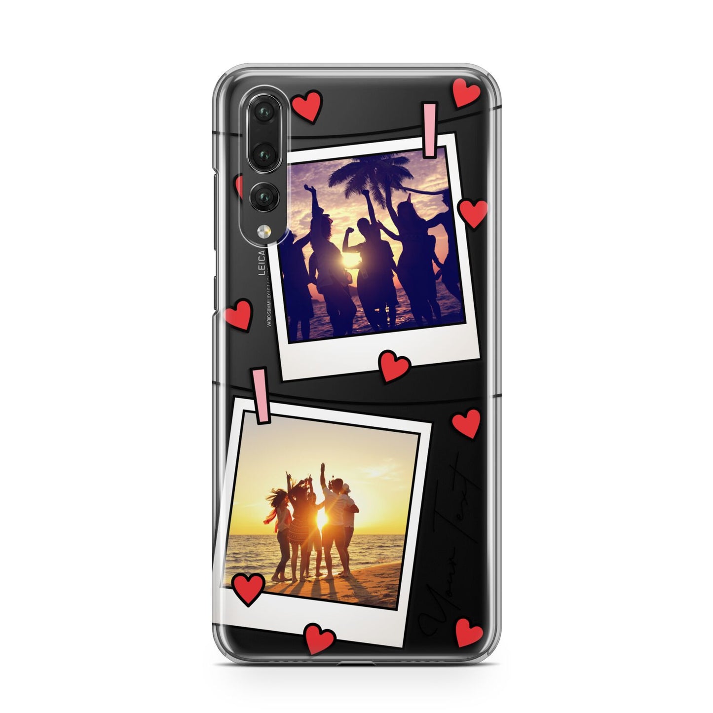 Hearts Photo Montage Upload with Text Huawei P20 Pro Phone Case