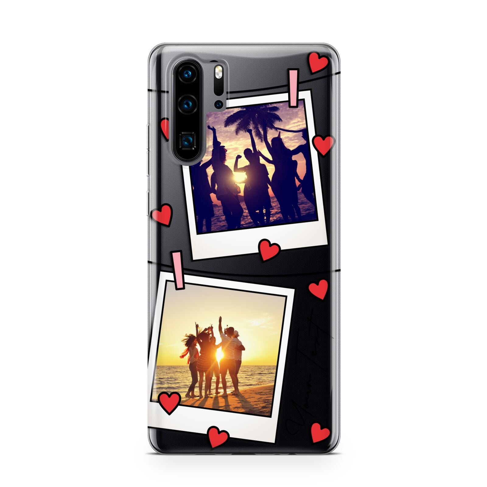 Hearts Photo Montage Upload with Text Huawei P30 Pro Phone Case