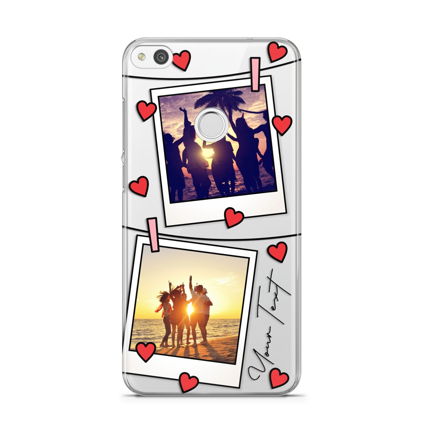 Hearts Photo Montage Upload with Text Huawei P8 Lite Case