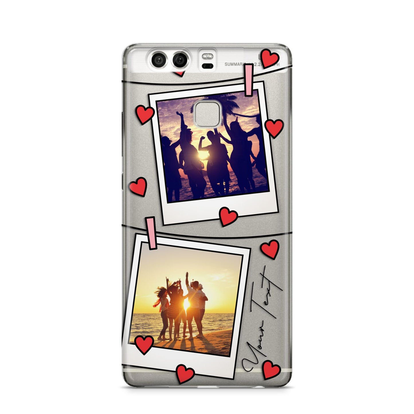 Hearts Photo Montage Upload with Text Huawei P9 Case