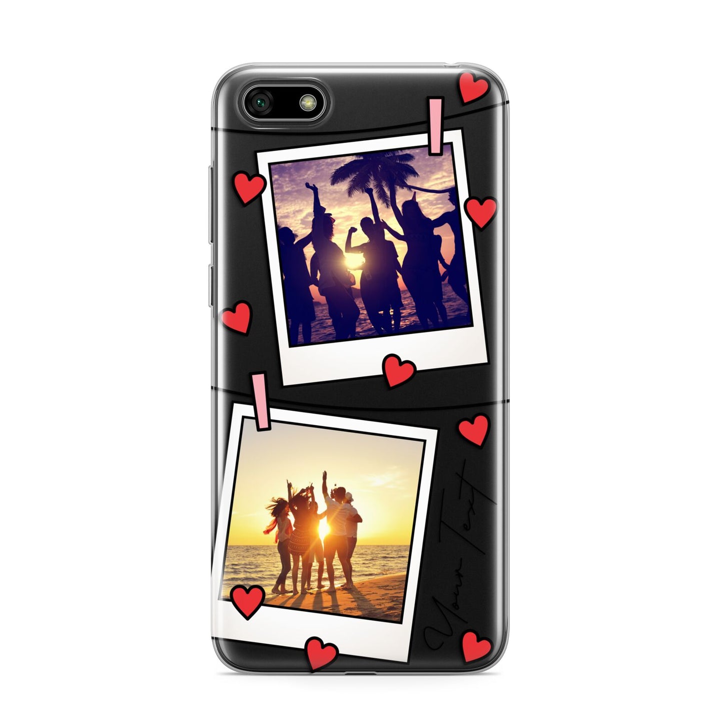 Hearts Photo Montage Upload with Text Huawei Y5 Prime 2018 Phone Case