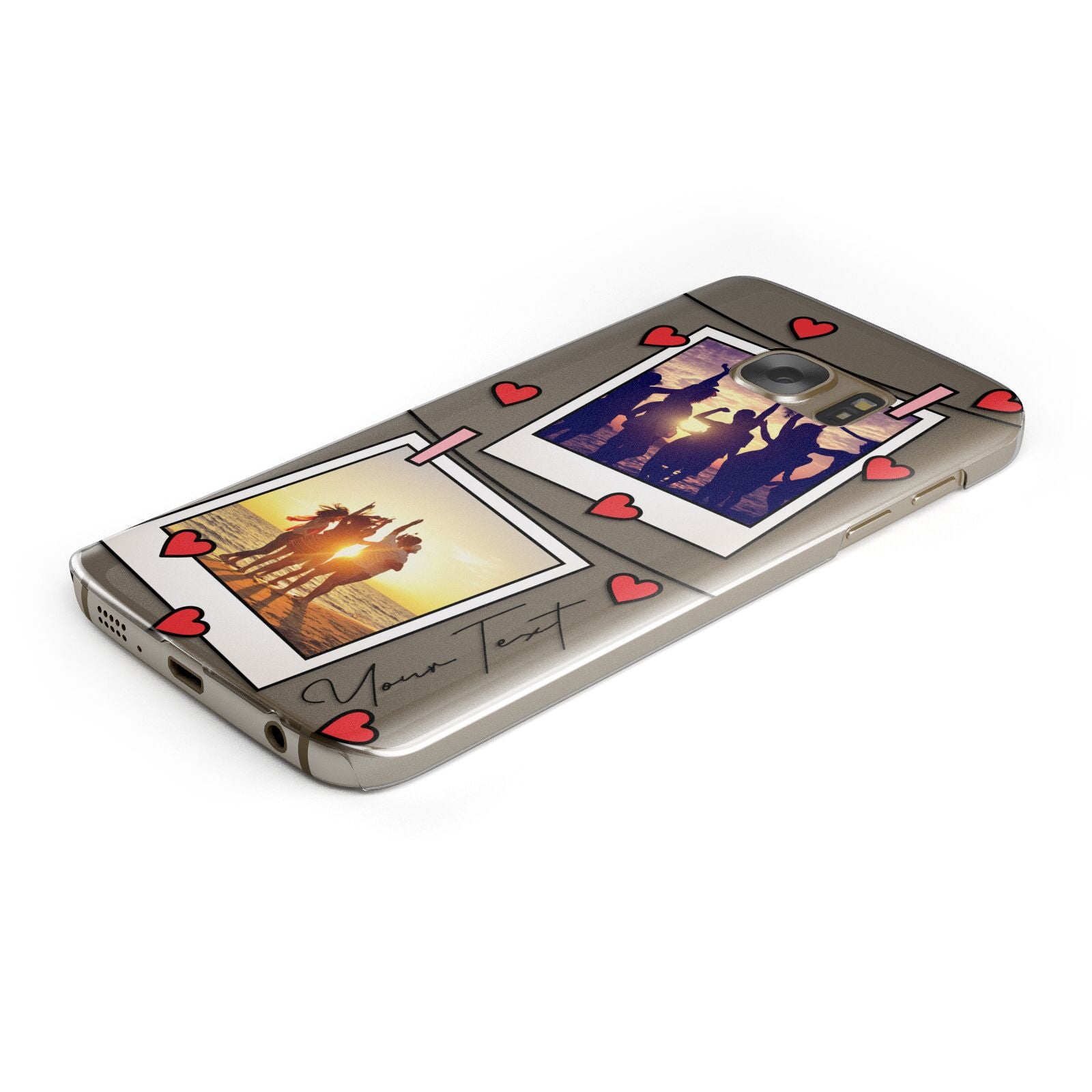 Hearts Photo Montage Upload with Text Protective Samsung Galaxy Case Angled Image
