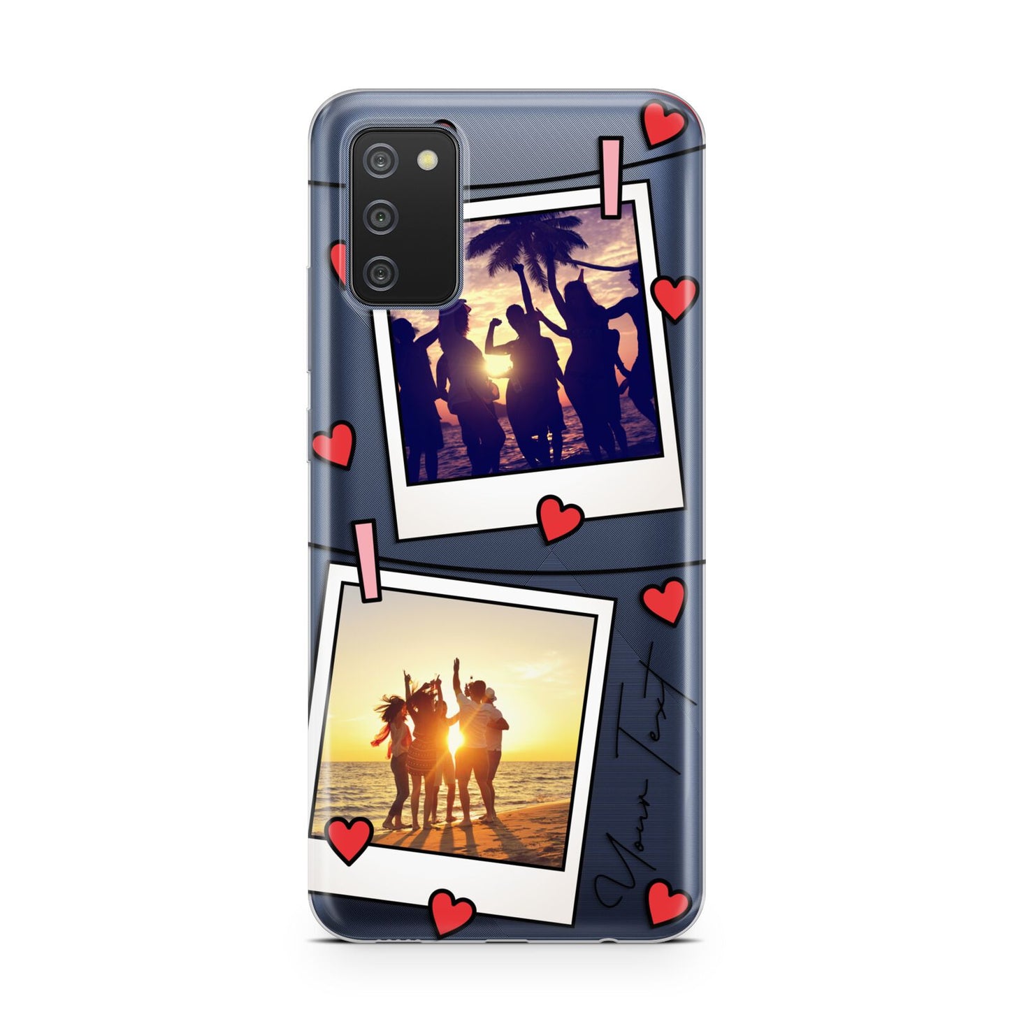 Hearts Photo Montage Upload with Text Samsung A02s Case