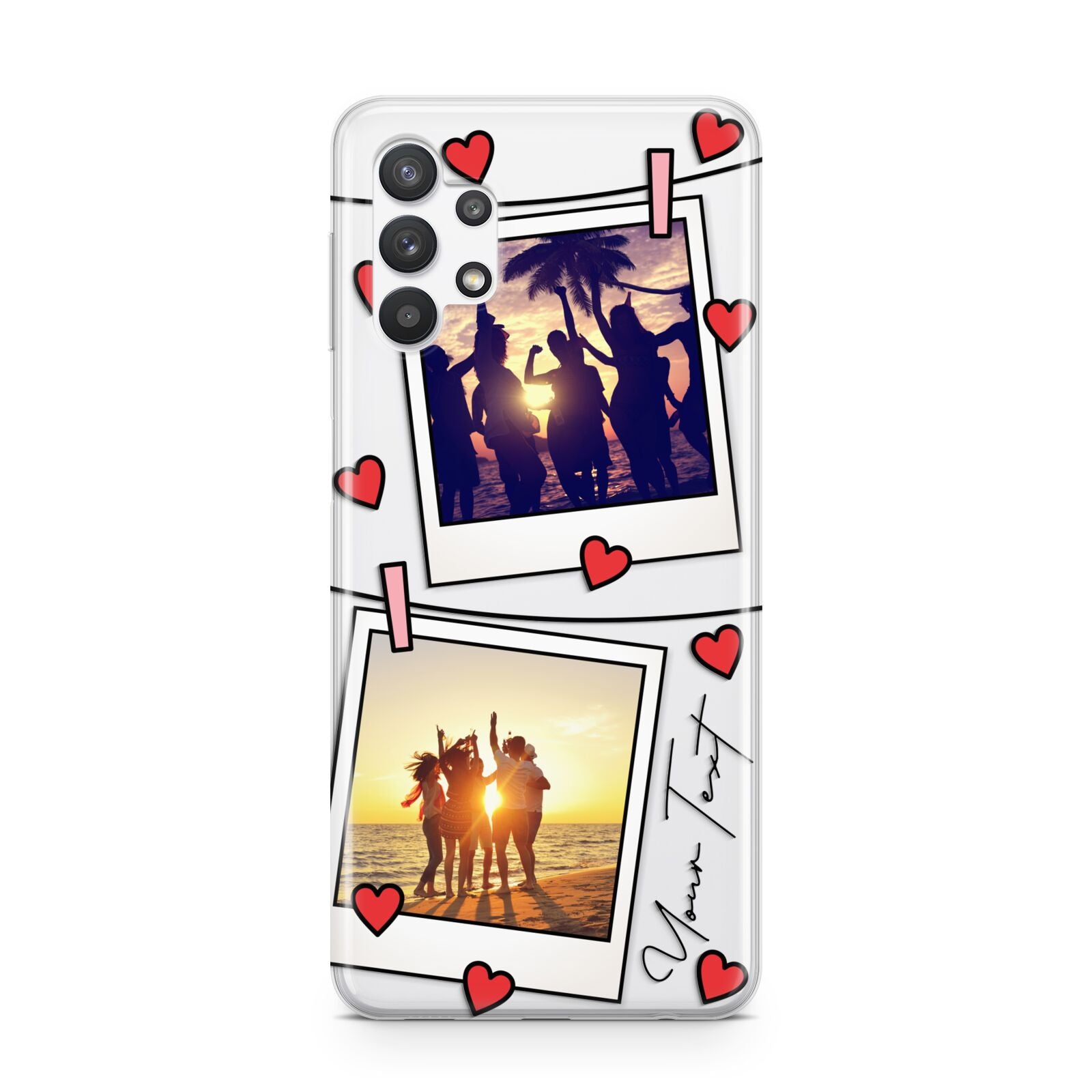 Hearts Photo Montage Upload with Text Samsung A32 5G Case