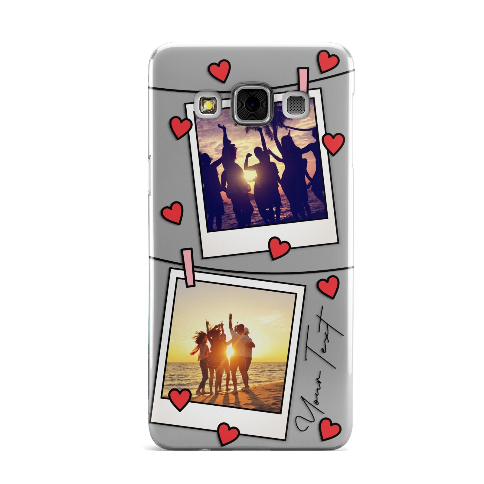 Hearts Photo Montage Upload with Text Samsung Galaxy A3 Case