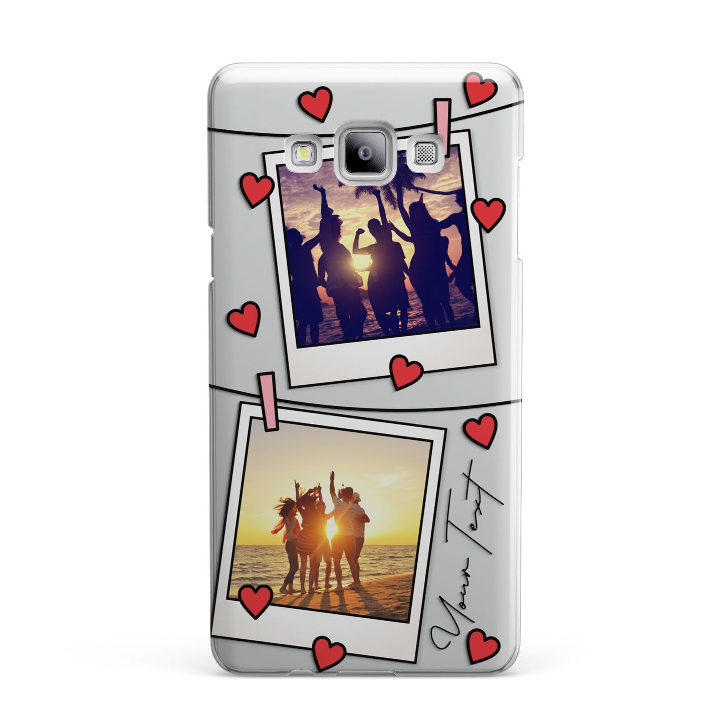 Hearts Photo Montage Upload with Text Samsung Galaxy A7 2015 Case