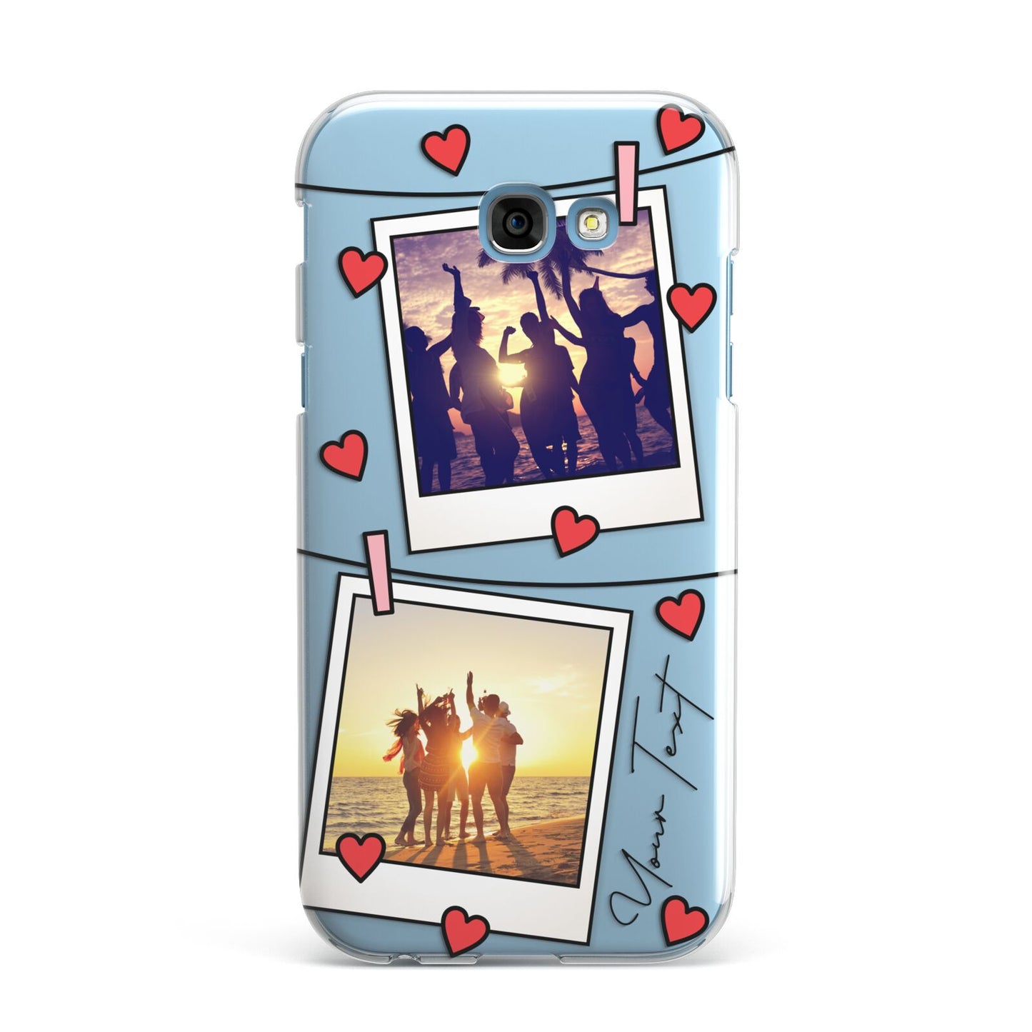 Hearts Photo Montage Upload with Text Samsung Galaxy A7 2017 Case