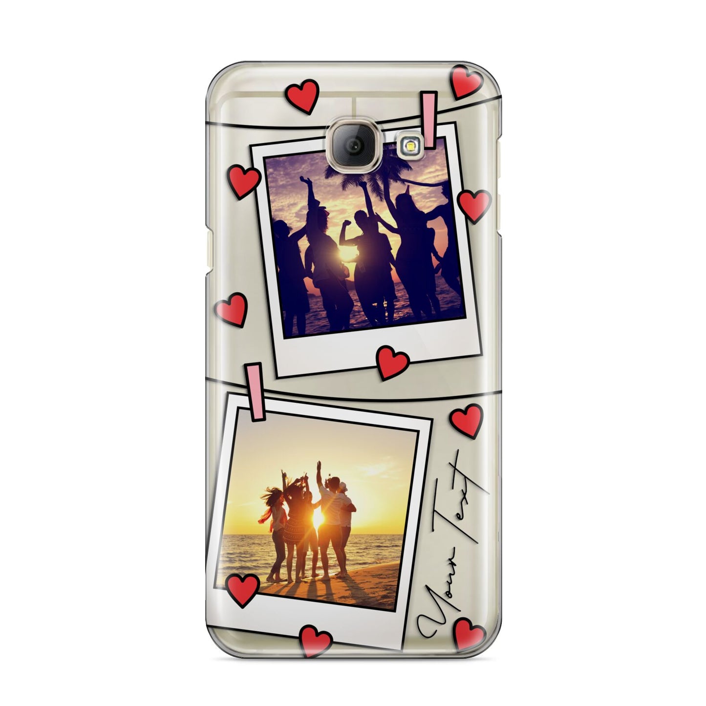 Hearts Photo Montage Upload with Text Samsung Galaxy A8 2016 Case