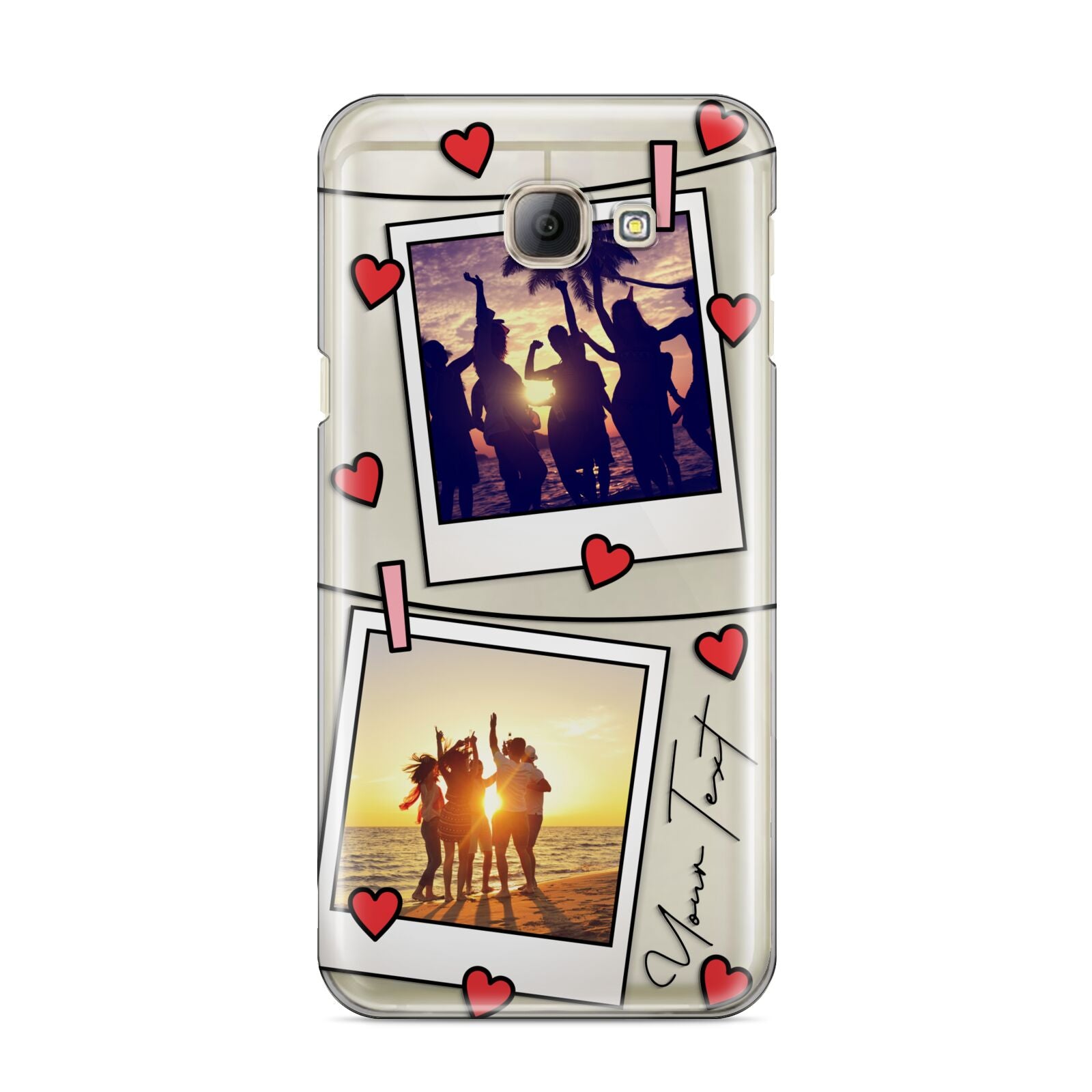 Hearts Photo Montage Upload with Text Samsung Galaxy A8 2016 Case