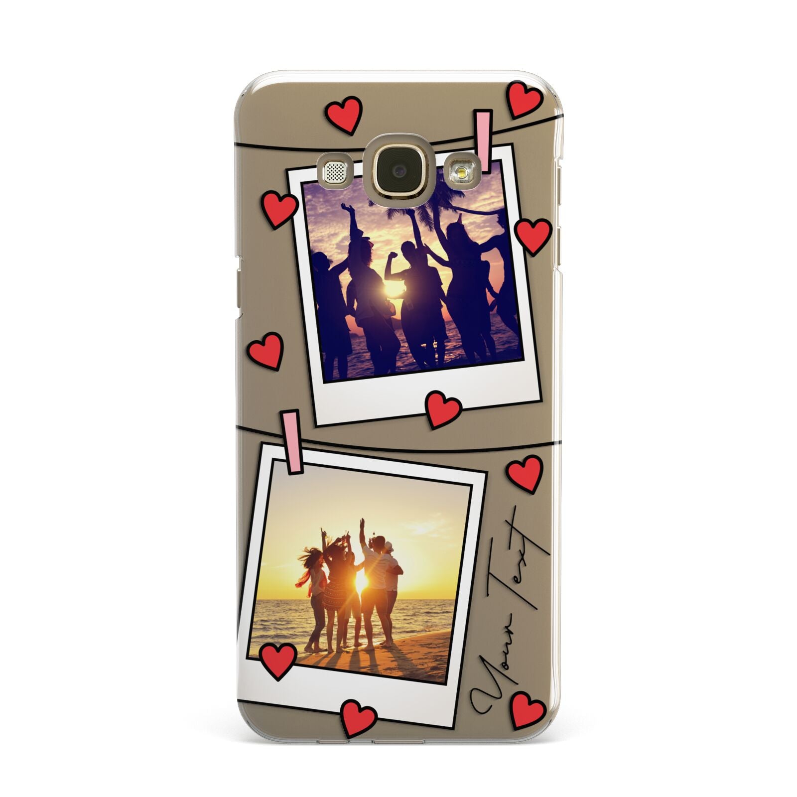 Hearts Photo Montage Upload with Text Samsung Galaxy A8 Case