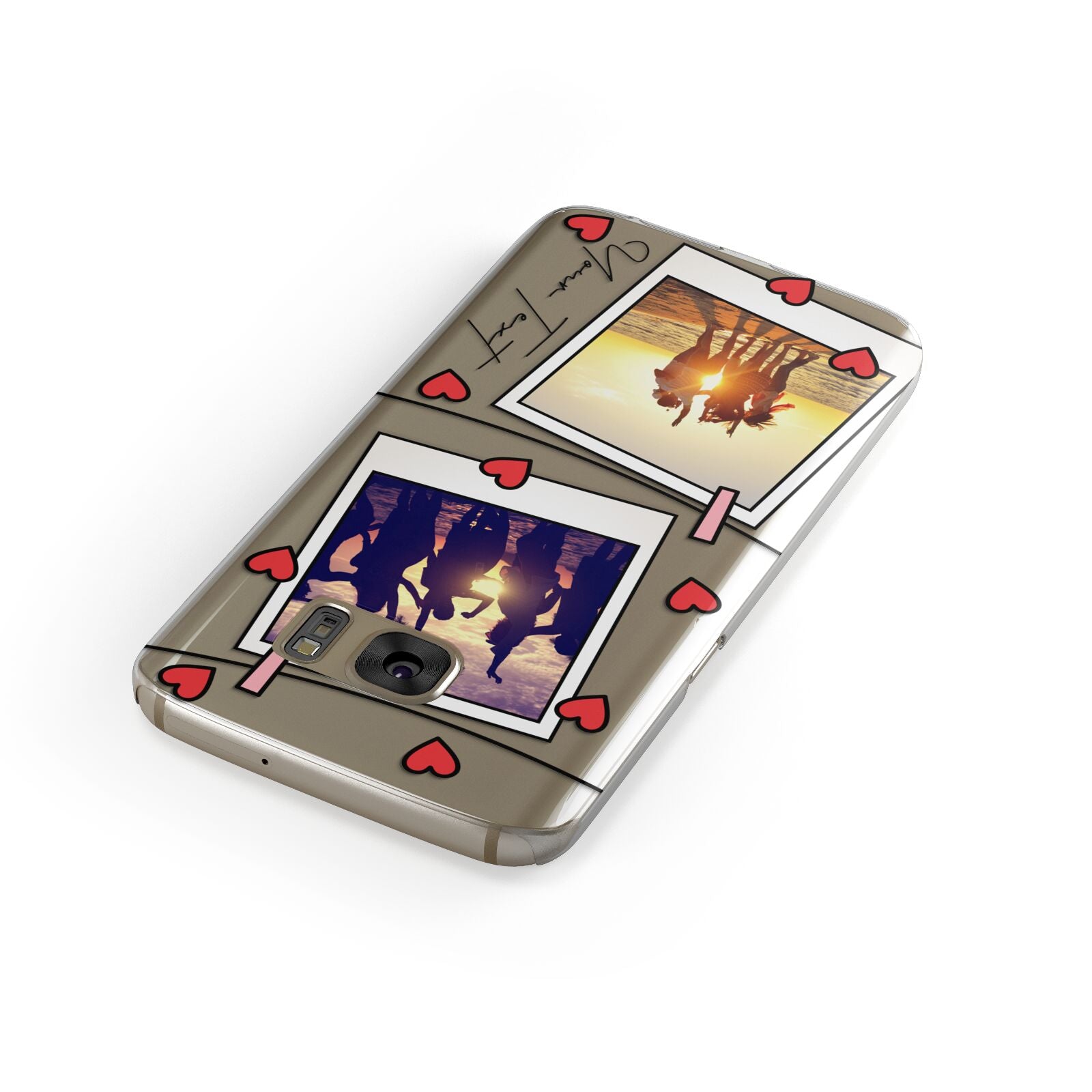 Hearts Photo Montage Upload with Text Samsung Galaxy Case Front Close Up