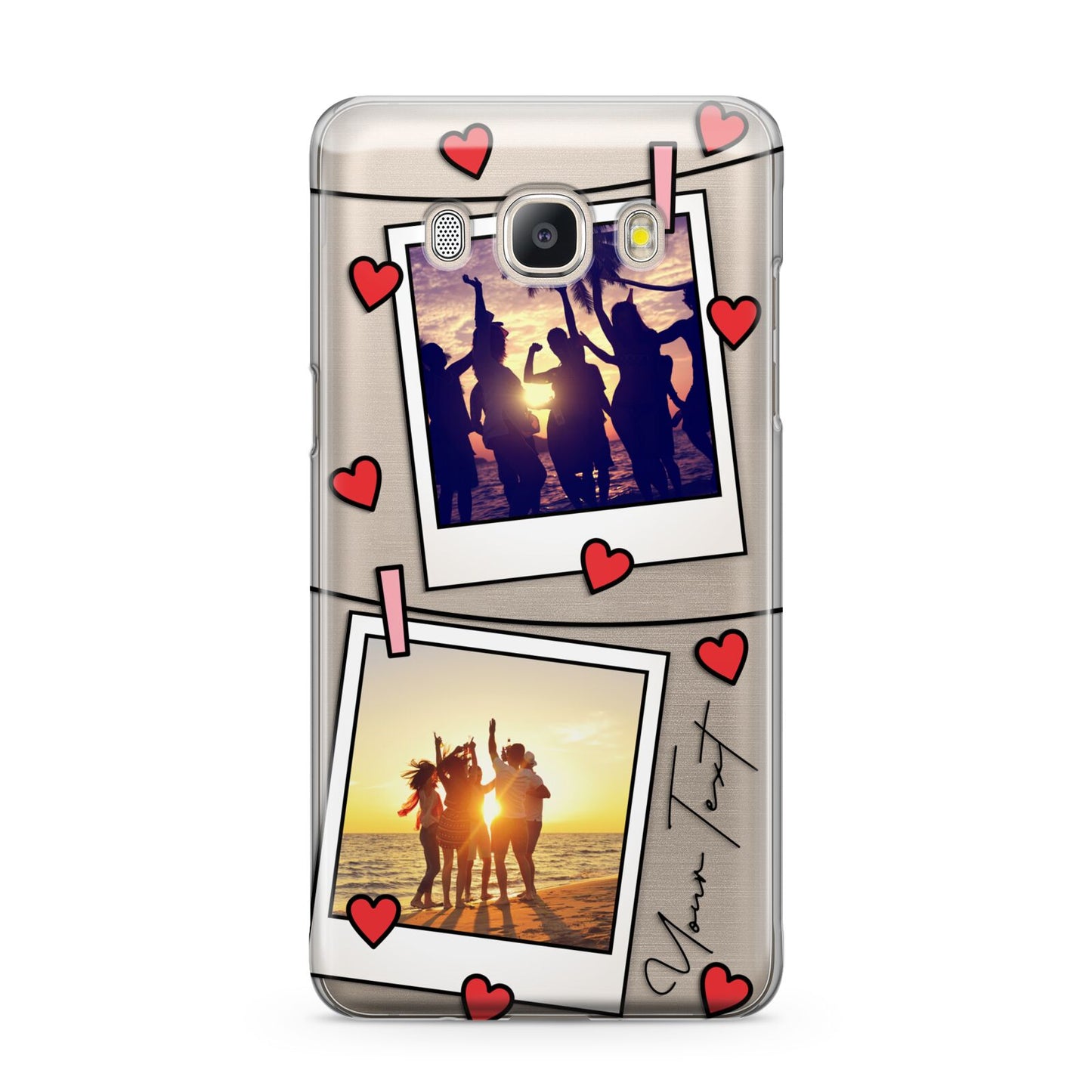 Hearts Photo Montage Upload with Text Samsung Galaxy J5 2016 Case