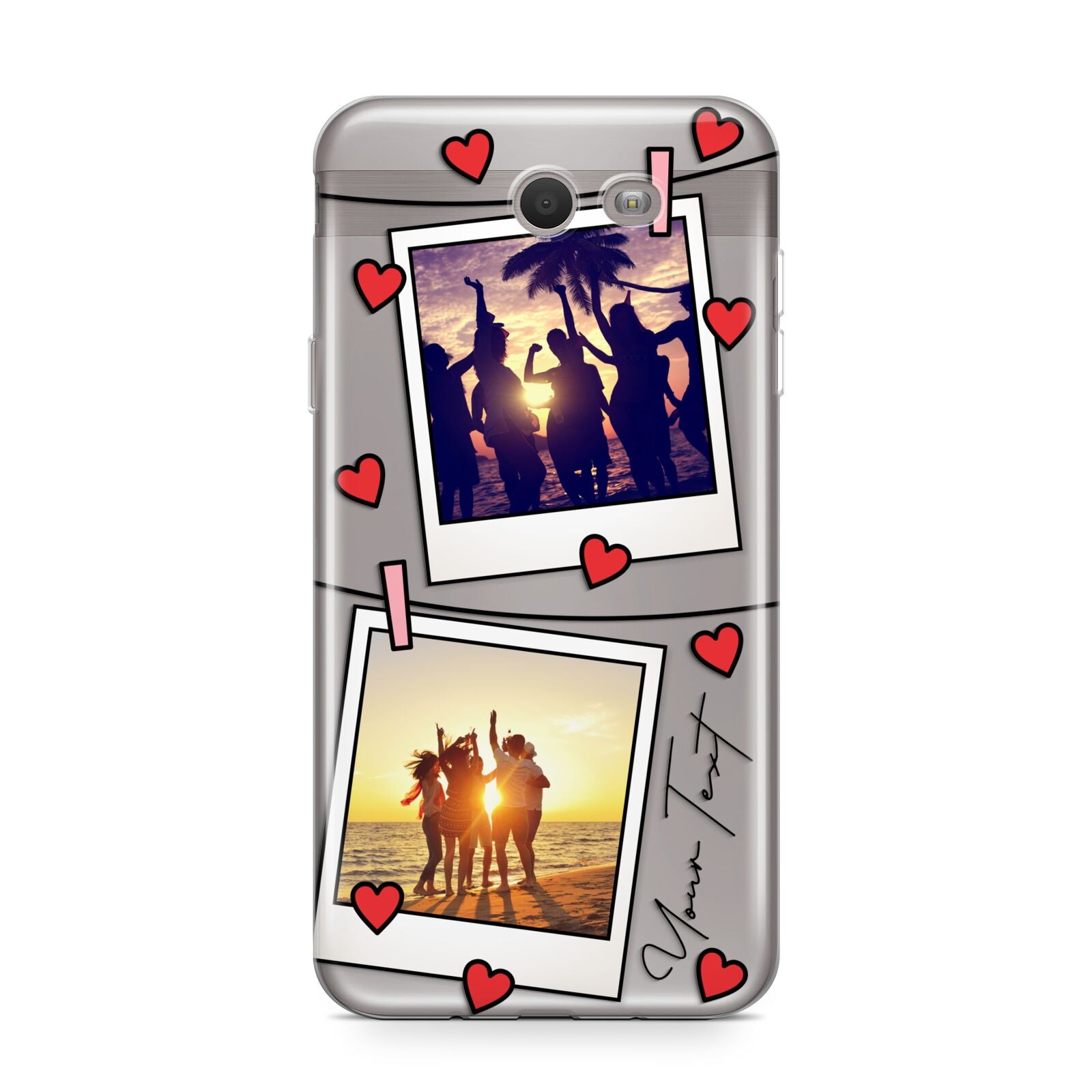 Hearts Photo Montage Upload with Text Samsung Galaxy J7 2017 Case