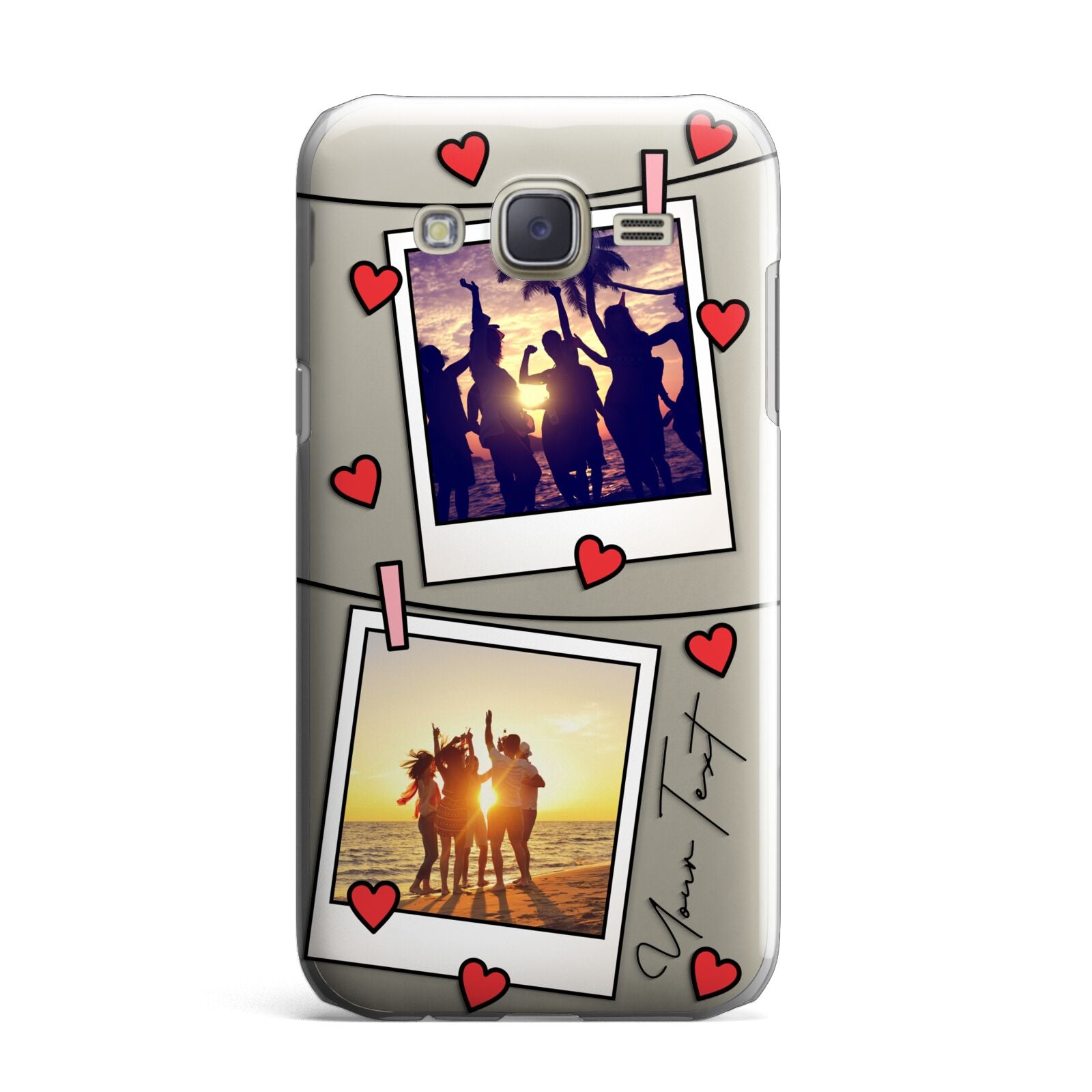 Hearts Photo Montage Upload with Text Samsung Galaxy J7 Case