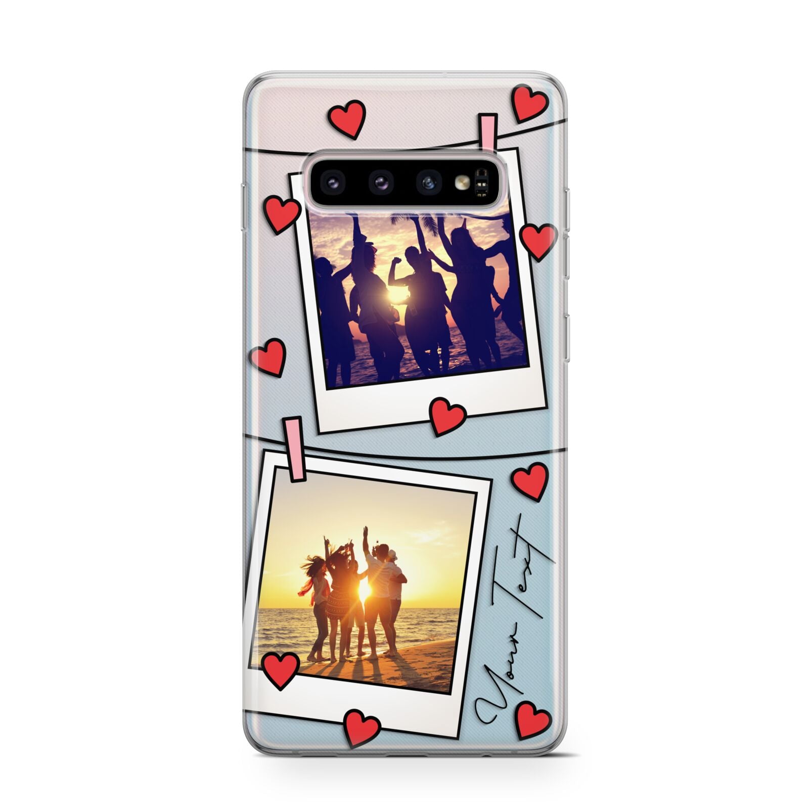Hearts Photo Montage Upload with Text Samsung Galaxy S10 Case