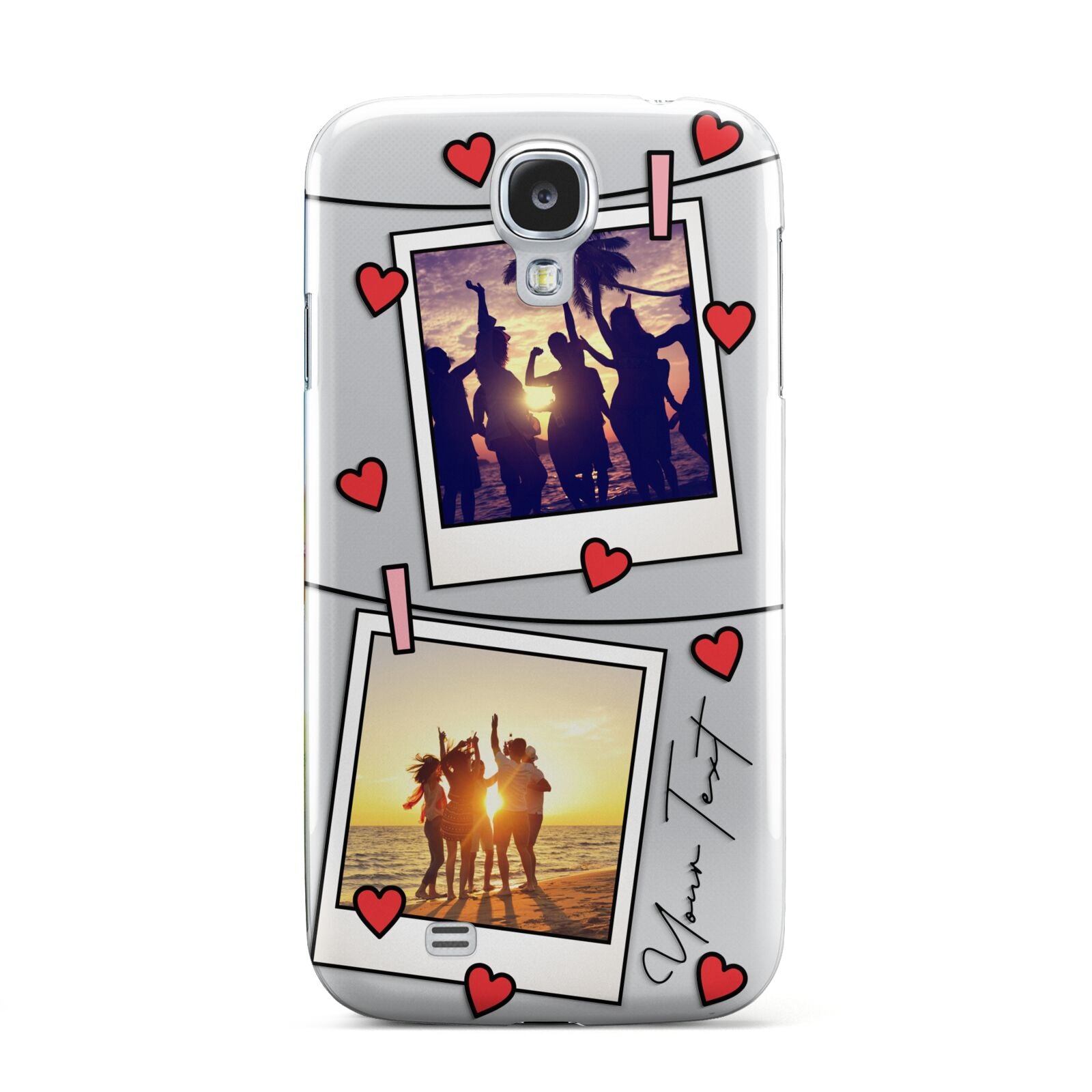 Hearts Photo Montage Upload with Text Samsung Galaxy S4 Case