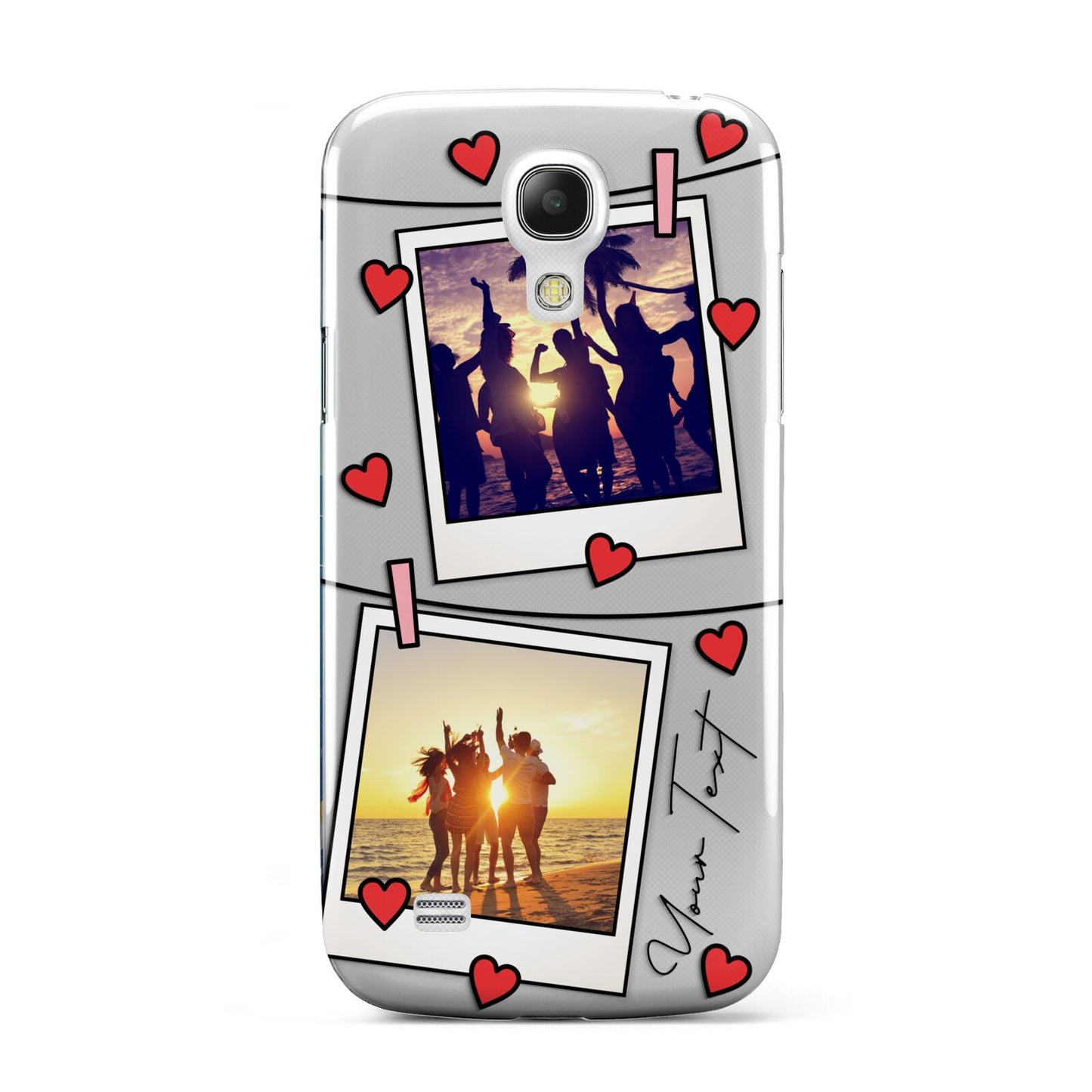 Hearts Photo Montage Upload with Text Samsung Galaxy S4 Mini Case
